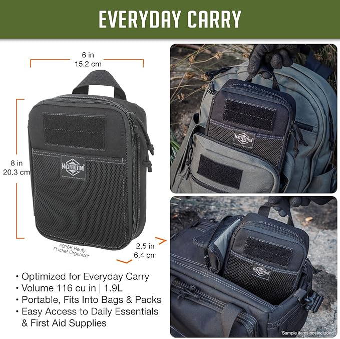 MAXPEDITION Beefy Pocket Organizer, Compact, MOLLE-Compatible, 1000D Nylon Tactical Pouch, Everyday Carry Tool and Gear Storage for Outdoor, Tactical, Survival, 0266