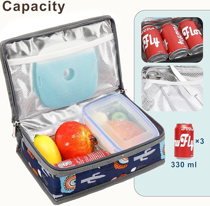 FlowFly Small Insulated Lunch box Portable Soft Bag Mini Cooler Thermal Meal Tote Kit with Handle for Work & School (Alpaca)