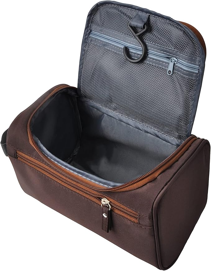 Vercord Mens Toiletry Bag Wash Travel Small Shaving Dop Kit Shower Bathroom Ditty Hygiene Bag Coffee