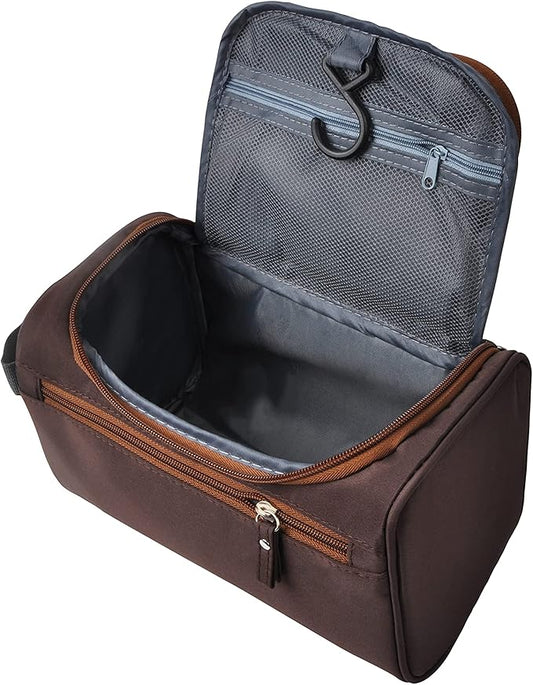 Vercord Mens Toiletry Bag Wash Travel Small Shaving Dop Kit Shower Bathroom Ditty Hygiene Bag Coffee