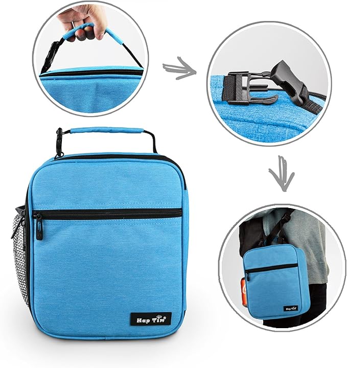 Hap Tim Insulated Lunch Bag for Men Women,Reusable Lunch Box, Spacious Lunchbox Adult, Blue (18654-BL)