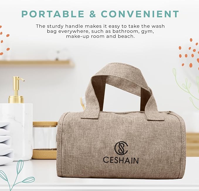 4-in-1 Hanging Toiletry bag - Roll-Up Makeup Bag - 4 Detachable PVC Zip Pouches – 600D Oxford Fabric, Versatile Travel Toiletry Organizer Bag - Makeup, Cosmetics, First Aid, Medicine Personal Care,