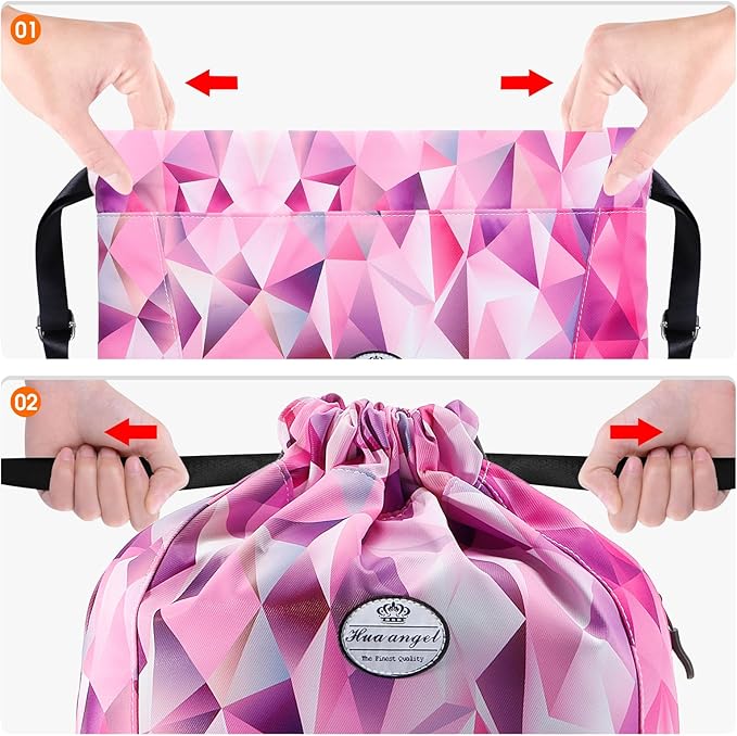 HUA ANGEL Floral Print Drawstring Bag - Lightweight Waterproof Cinch Sackpack with Side Pocket for Men & Women Travel Gym Bag