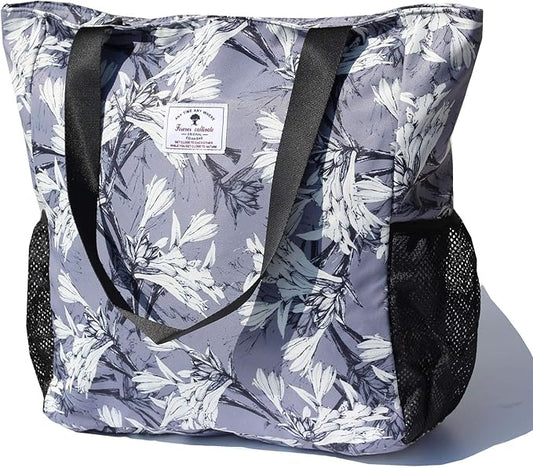 ESVAN Original Floral Water Resistant Large Tote Bag Shoulder Bag for Gym Beach Travel Daily Bags Upgraded