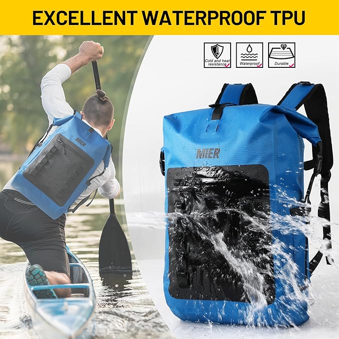MIER Dry Bag Waterproof Backpack 30L Dry Sack Heavy Duty Roll-Top Closure for Kayaking, Beach, Boating, Swimming, Surfing