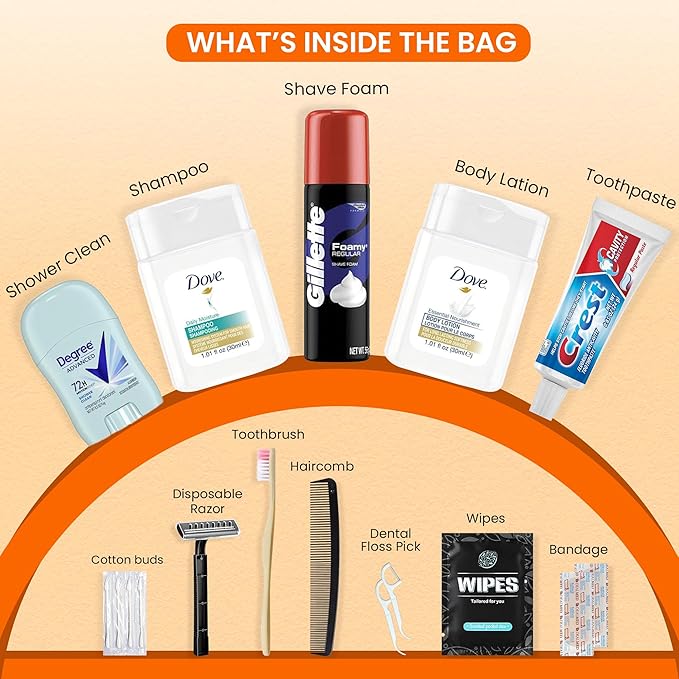 Trektote Travel Toiletry Kit For Men – 15 Piece Set of Travel Size Toiletries, TSA Compliant, Includes Dove Shampoo And Conditioner, Gillette Shave Cream, Reusable Toiletry Bag & More