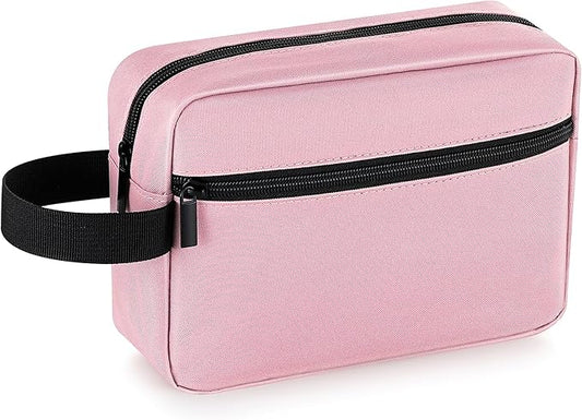 Elviros Travel Toiletry Bag for Women and Men, Lightweight Makeup Bag Hanging Dopp Kit with Compartment Cosmetic Organizer Small Tool Bag Travel Essentials, Pink
