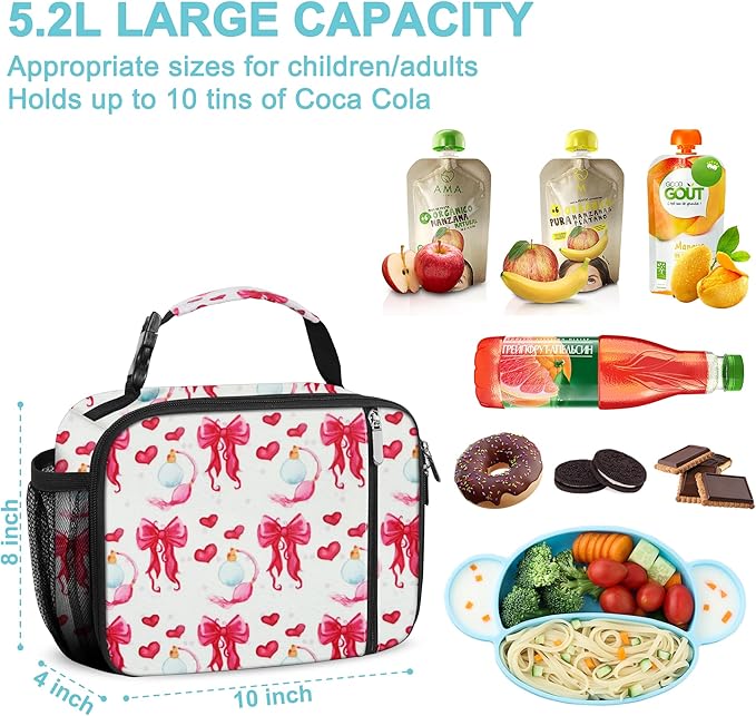 esouler Lunch Box Kids Insulated Lunch Bag for Boys & Girls Durable Children Lunchbox for School with Water Bottle Holder-Bowknot