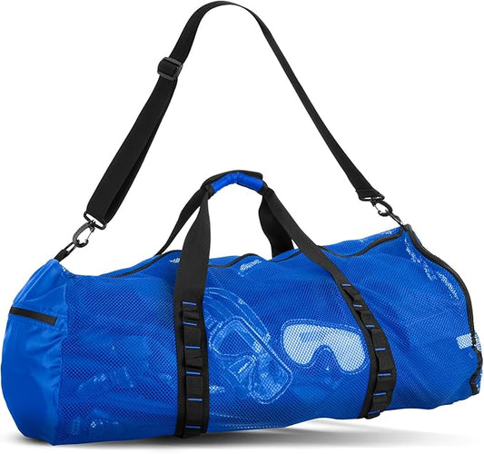 Fitdom 90L Large Mesh Duffle Bag for Scuba Dive or Snorkel Equipment. Best for Water Sports & Beach Activities like Swimming, Diving & Snorkeling. Perfect for Travel, Storage Swim Gym Gears & Balls