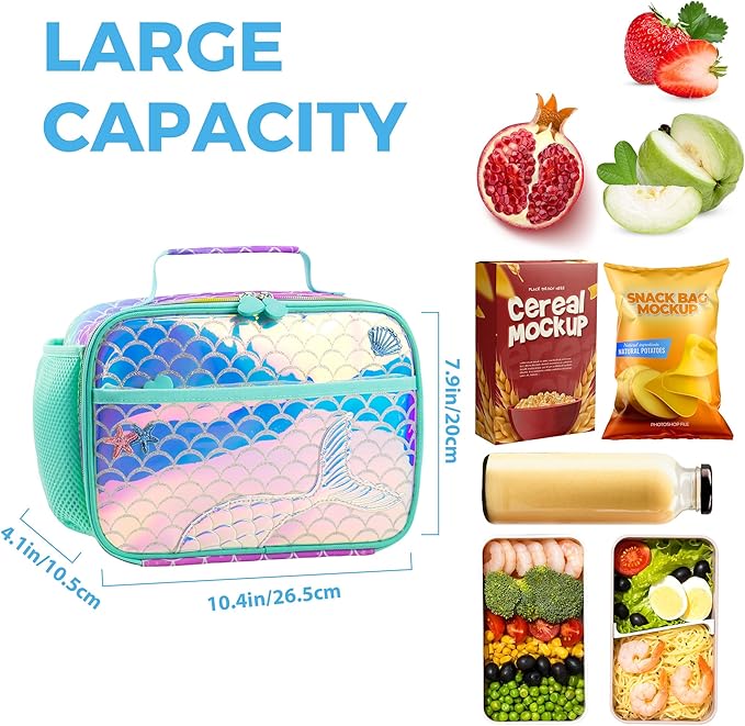 RLGPBON Kids Lunch Box,Insulated Lunch Bag for Girls,Lunch Bag Toddler Teen,School Daycare Cute Travel bags