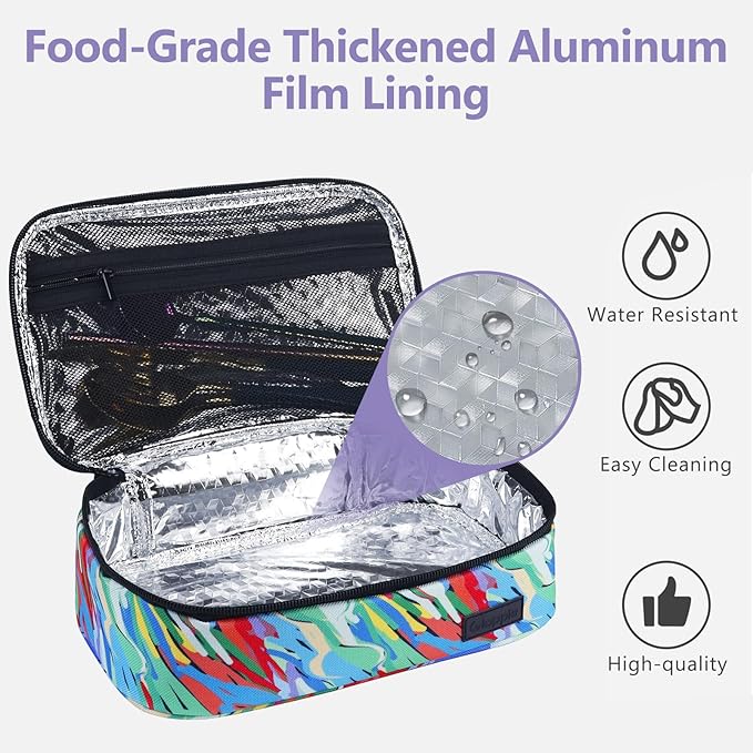 Gloppie Small Lunch Bag Insulated Lunch Box Mini Lunchbox Portable Lunch Cooler Bag Adult Lunch Pail Petty Food Containers Reusable Snack Bag, Camouflage Watercolor