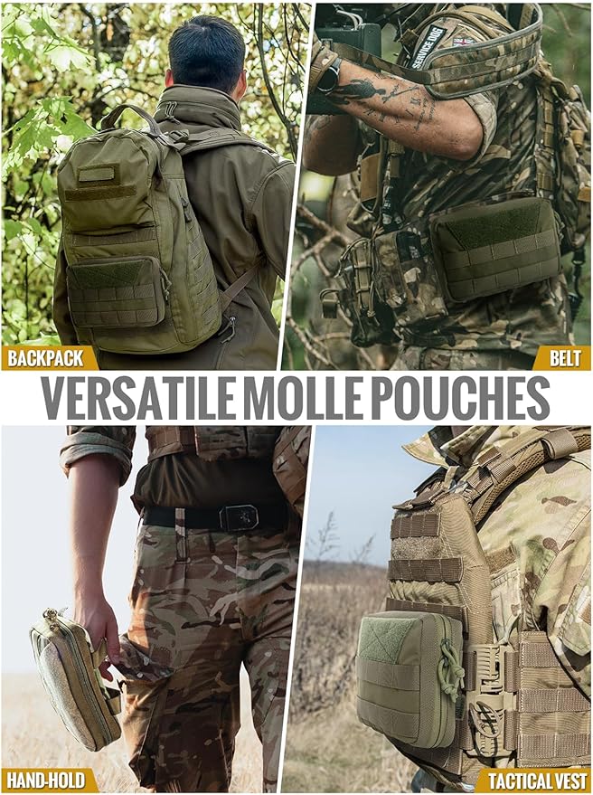 OneTigris MOLLE Pouch, Tactical Admin Pouch Belt EDC Tool Organizer Zippered Utility Waist Pack 7.5"x5"x2"