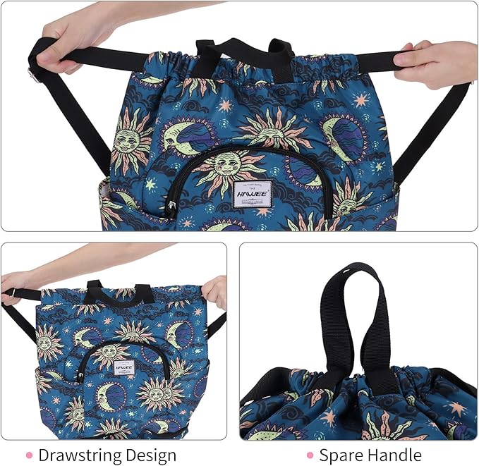 Dry Wet Drawstring Backpack with Shoe Compartment for Women Adjustable Gym Bag