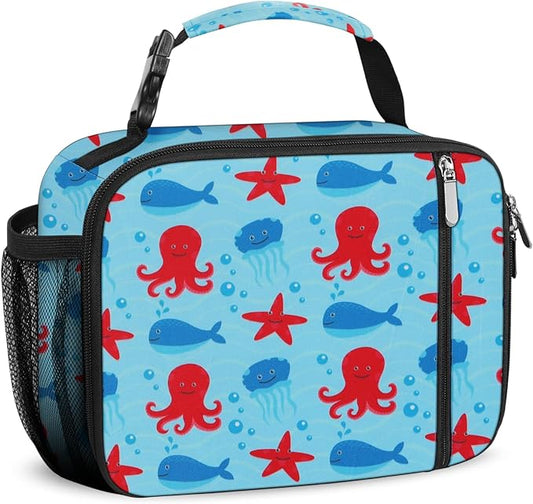 esouler Lunch Box Kids Insulated Lunch Bag for Boys & Girls Durable Children Lunchbox for School with Water Bottle Holder-Octopus
