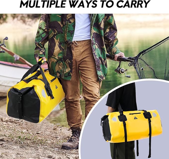 Haimont Waterproof Duffel Bag Roll-top Dry Duffel Bag with Quick-fixed Straps for Motorcycling, Rafting, Boating, SUP, Kayaking, Travel, 50L/70L