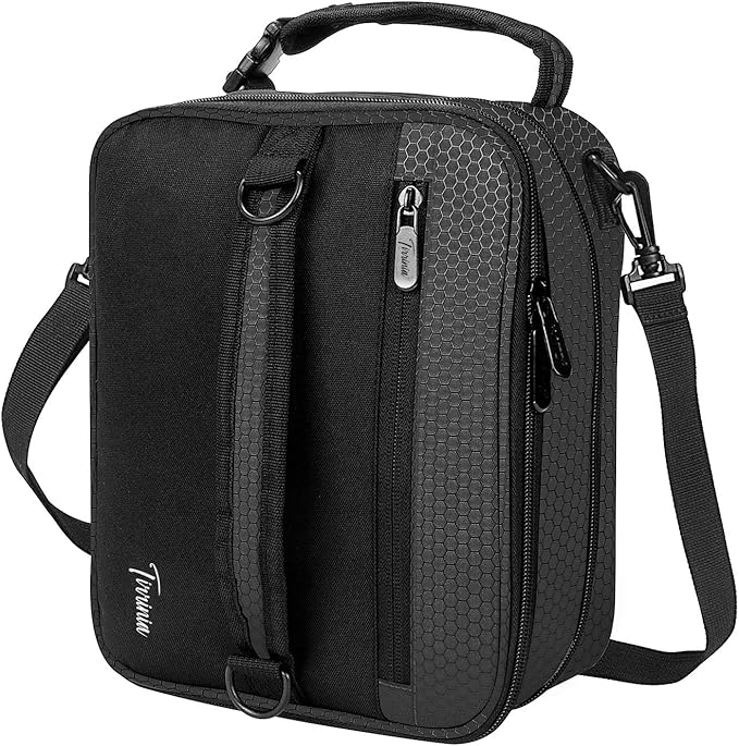 Expandable Insulated Lunch Bag, Leakproof Flat Lunch Cooler Tote with Shoulder Strap for Men and Women, Suitable for Work & Office by Tirrinia, Black