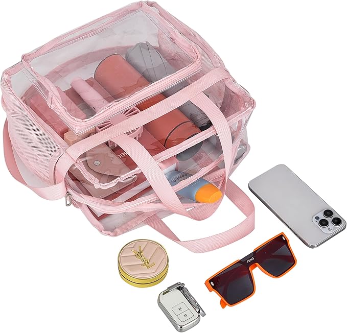 USPECLARE Clear Tote Stadium Approved, Security Travel & Gym Clear Bag for Work Sports Games Concerts