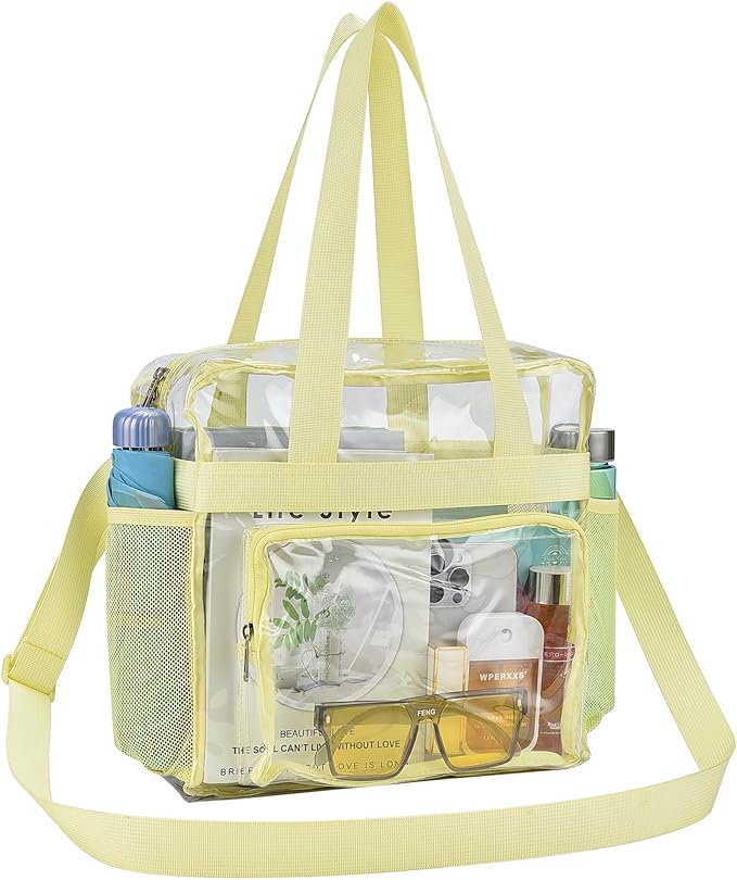USPECLARE Clear Tote Stadium Approved, Security Travel & Gym Clear Bag for Work Sports Games Concerts