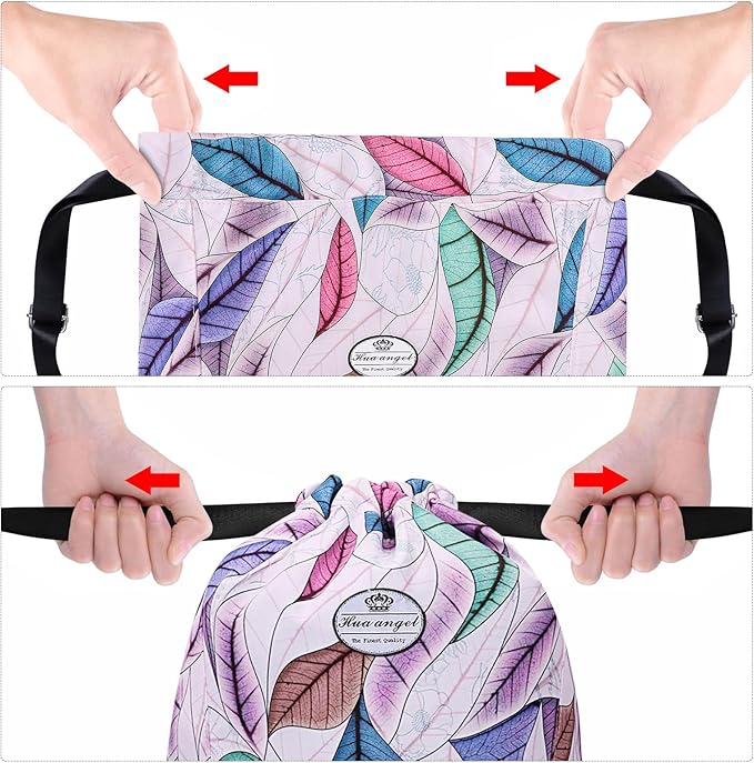 HUA ANGEL Floral Print Drawstring Bag - Lightweight Waterproof Cinch Sackpack with Side Pocket for Men & Women Travel Gym Bag