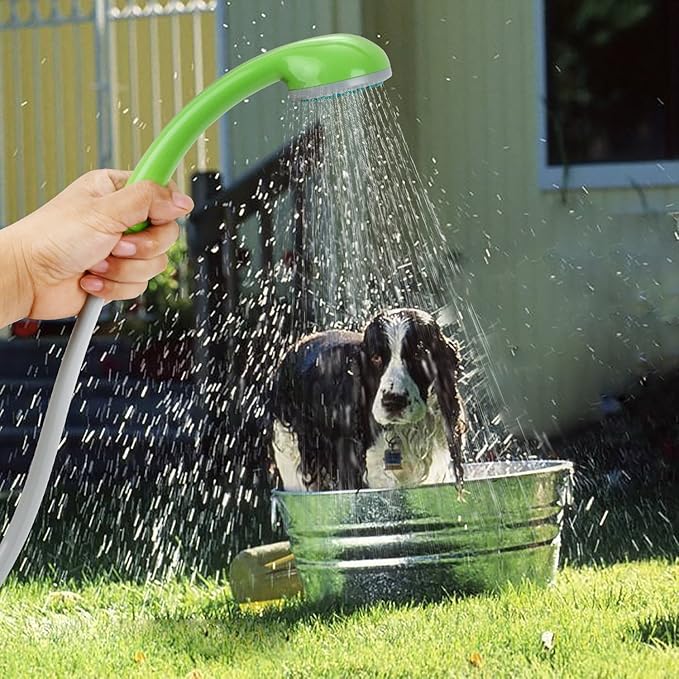Portable Camping Shower, Outdoor Head, Pump With Rechargeable Battery, USB Charging Line, Pumps Water From Bucket for Hiking, Pet Cleaning, Car Washing