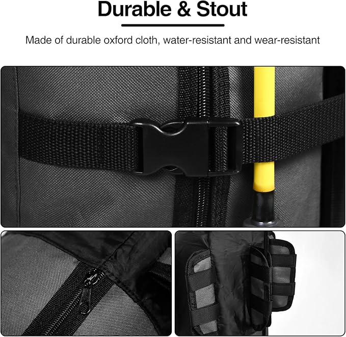 DONQL Fishing Rod Bags Outdoor Fishing Pole Holders Multifunction Camping Portable Canvas Backpack Case Fish Rod Storage Bag Fishing Rod Case Holding 5 Poles & Fishing Tackles (Black)