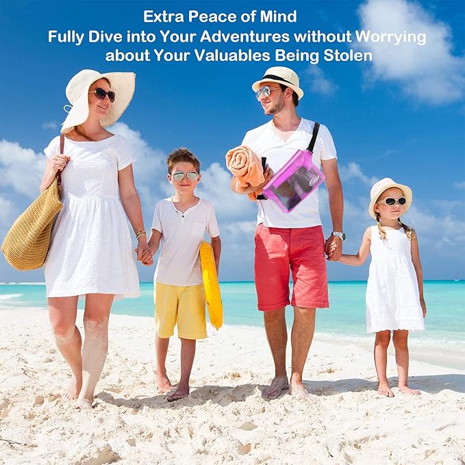 AiRunTech Waterproof Pouch with Waist Strap (2 Pack) | Adjustable Waterproof Dry Fanny Bag for Boating Swimming Kayaking Surfing | Beach Cruise Travel Accessories Essentials Vacation Must haves