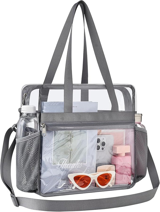 USPECLARE Clear Tote Stadium Approved, Security Travel & Gym Clear Bag for Work Sports Games Concerts