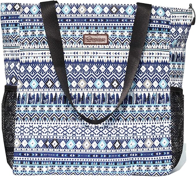 ESVAN Original Floral Water Resistant Large Tote Bag Shoulder Bag for Gym Beach Travel Daily Bags Upgraded