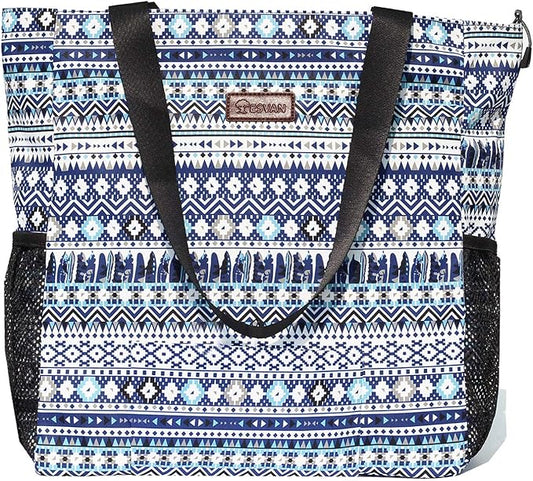 ESVAN Original Floral Water Resistant Large Tote Bag Shoulder Bag for Gym Beach Travel Daily Bags Upgraded