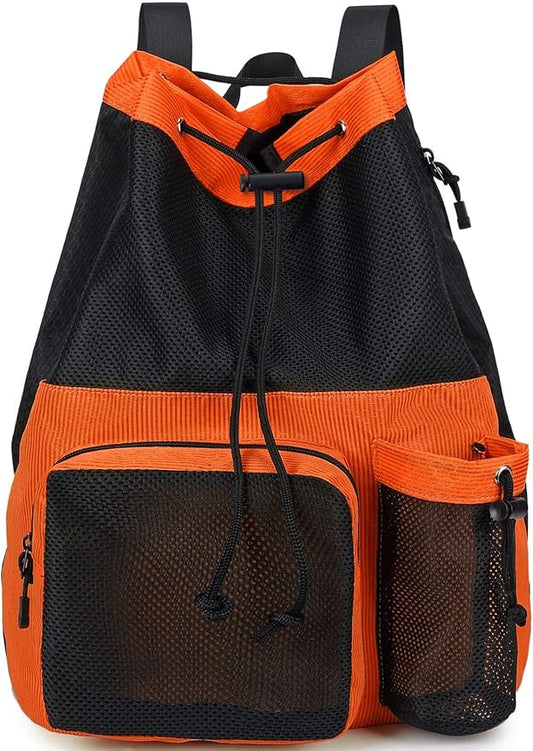 Lohol Large Mesh Drawstring Backpack with Shoe Bag, Durable Swimming String Sack with Handle for Sports Gym Yoga Beach Travel