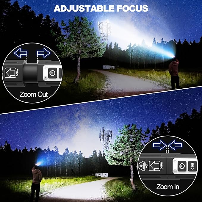 Rechargeable Flashlights High Lumens - 20,000LM Super Bright Small Pocket Magnetic Flashlight, 8 Modes LED Tactical Flash Light, Dual Button Powerful Flashlight for Camping (1, Pure Black)
