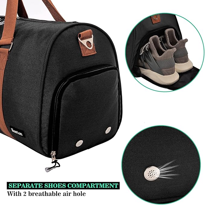 Kuston Sports Gym Bag with Shoe Compartment&Wet Pocket,Travel Duffel bag,Weekend Bag,Workout Bag Suitable for Men and Women