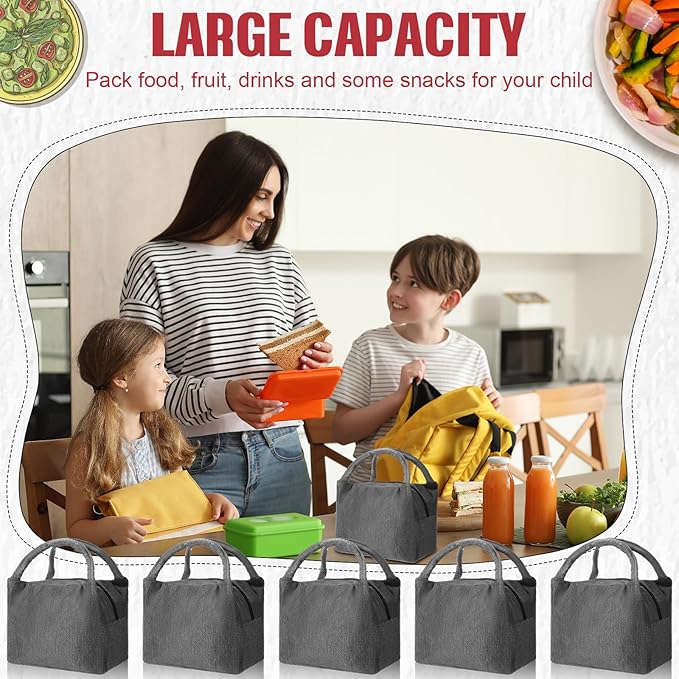 Chunful 12 Pcs Lunch Bags Bulk Insulated Reusable Lunch Bags Pouch with Aluminum for Women Adult School Office Work Employees