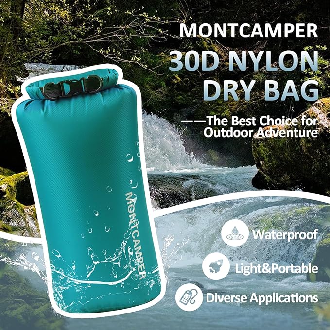 Waterproof Dry Bag-Large capacity Storage Sack for Outdoor Adventures-Enhanced 30D Nylon Waterproof Fabric-Float on Water-Keep Luggage Dry and Organized(10L/Turquoise blue)