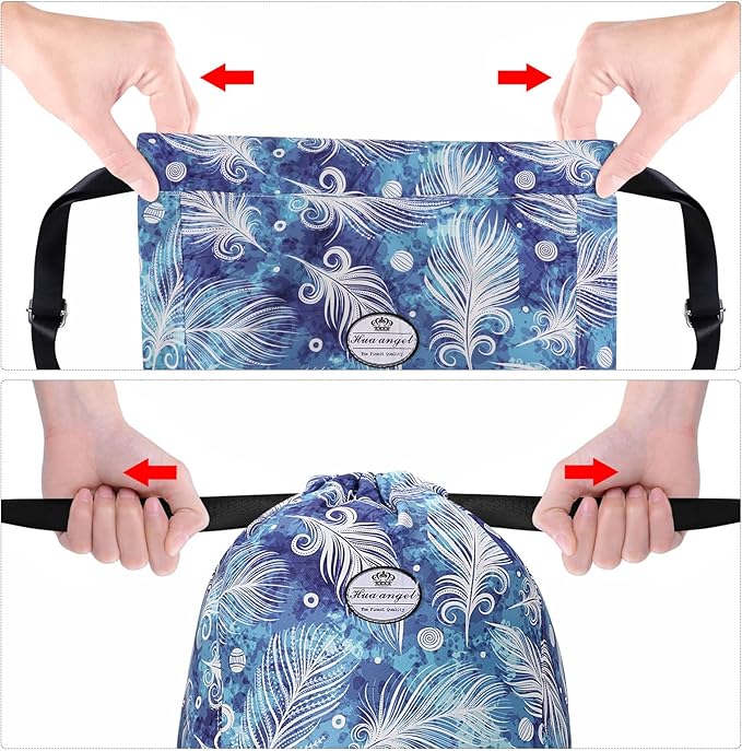 HUA ANGEL Floral Print Drawstring Bag - Lightweight Waterproof Cinch Sackpack with Side Pocket for Men & Women Travel Gym Bag
