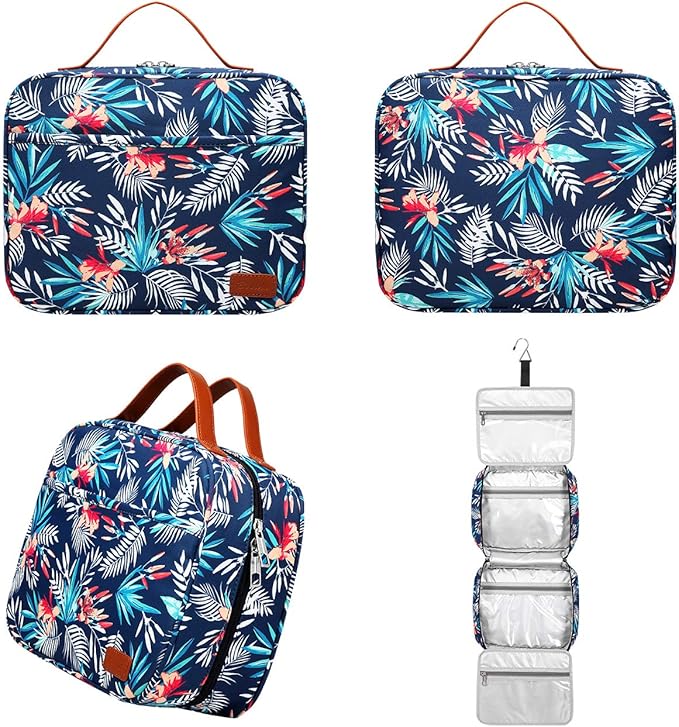 Hanging Travel Toiletry Bag,Large Capacity Cosmetic Travel Toiletry Organizer for Women with 4 Compartments & 1 Sturdy Hook,Perfect for Travel/Daily Use/Christmas