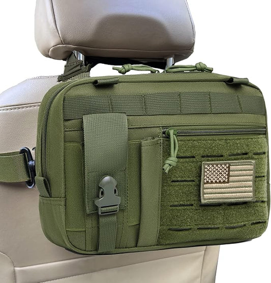 Molle Admin Pouch with Laser Cutting Loop,Car EDC EMT Molle Pouches, Large Capacity Tactical Pouch, EDC Pouch Organizer Include US Flag