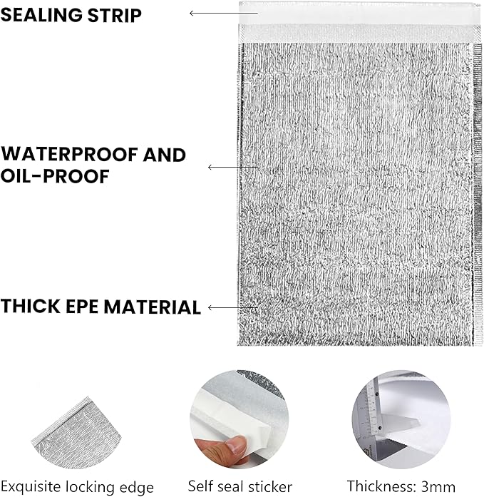 Smilco Reusable Insulation Bags Thermal Box Liners Metalized Liners Lunch Food Box Shopping Bag Insulated Lining Waterproof Insulation Package (15 Pack/ 13 In x 15 In)