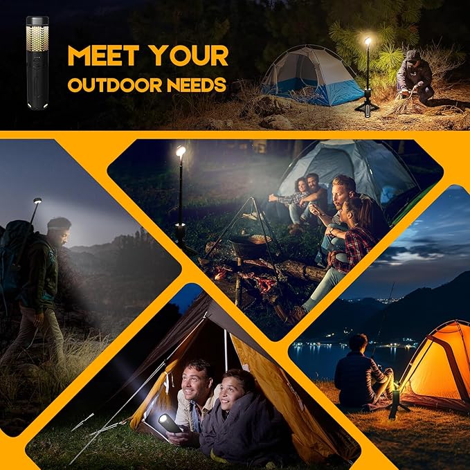 Telescopic Camping Lights, Rechargeable 10500mAh Camping Lantern with Storage Bag, Waterproof LED Camping Lamp with Magnetic, Portable Outdoor Tent Light for Camping,Hiking,Emergency,Fishing (Black)