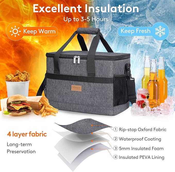 Lifewit Cooler Bag 30/50/60 Cans Collapsible and Insulated Large Lunch Bag Leakproof Soft Cooler Portable Tote for Camping/BBQ/Family Outdoor Activities