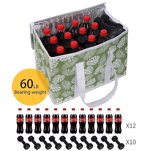 musbus 2-Pack extra Insulated Grocery shopping bag, large Green leaf, kitchen foldable reusable bags groceries,Sturdy zipper,Collapsible,tote,cooler,for transport women,Durable carrier