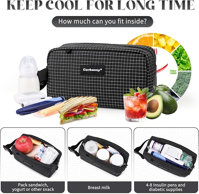 Freezable Lunch Bag,Freezable Snack Bag,Mini Cooler Bag for Travel/Work/School,Small Insulated Bag,Small Cooler Lunch Box with Ice Packs,Insulated Snack Bag,Freezable Snack Box with Handle Buckle