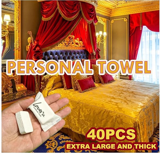 Premium Disposable Washcloths for travel, 40pcs Portable Disposable Pure Cotton Compressed Towels for Face Hand Washing, Thick Large, Reusable Compact, for traveling Camping, Hiking, Backpacking