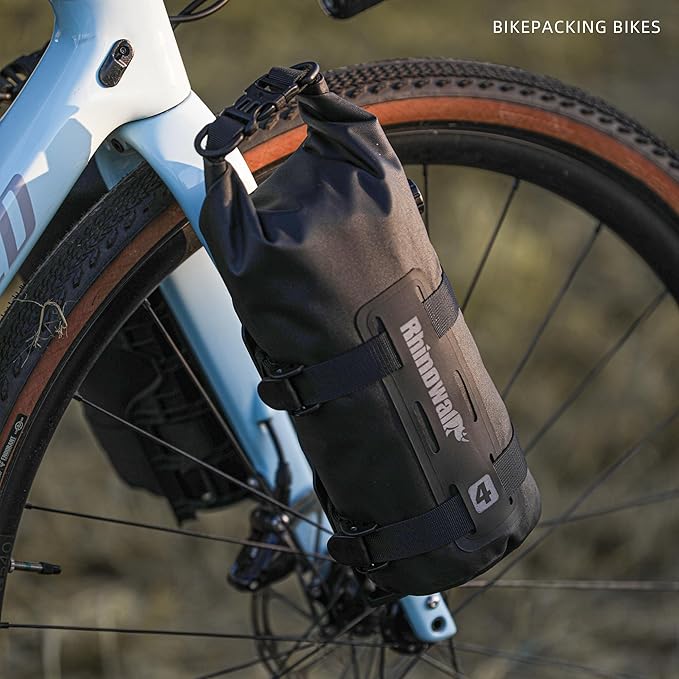 Rhinowalk Bike Front Fork Bag Waterproof Bicycle Pannier Bag 4/7L Bicycle Rolltop Dry Bag for Bikepacking