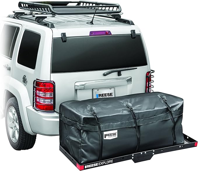 Reese Explore 1043000 Rainproof Hitch Cargo Carrier Bag, 13 Cubic Feet Cargo Space, 54 x 21 x 20 Inches, Fits Most Full-Size Hitch Mounted Cargo Carriers