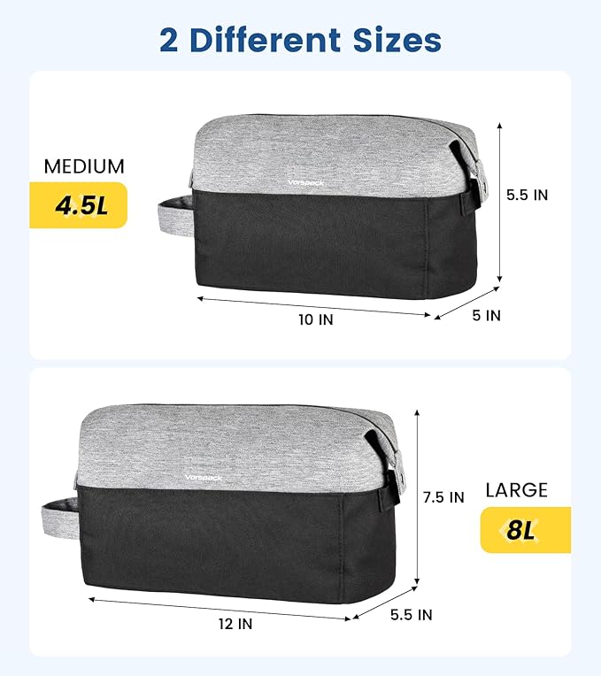 Vorspack Travel Toiletry Bag for Men - Large Mens Toiletry Travel Bag Water Resistant Dopp Kit Shaving Bag for Skincare Toiletries Bathroom Gifts - Black