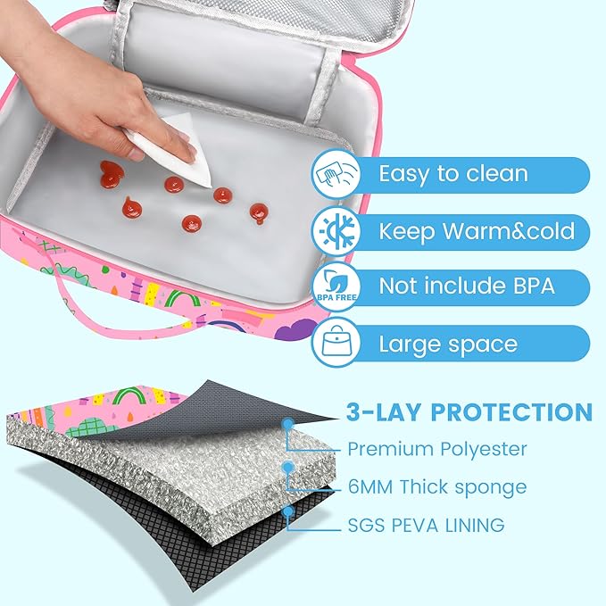 RLGPBON Kids Lunch Bag,Insulated Lunch Box for Girls Boys,Lunch Bag Toddler Teen,School Daycare Cute Travel bags