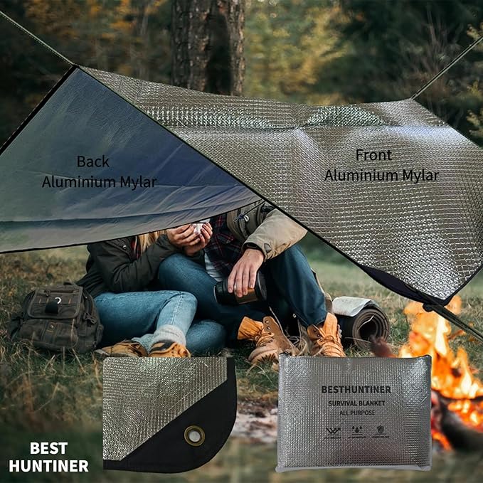 Heavy Duty Survival Blanket -Multifunctional Reflective Tarp Thermal Blanket - 60" x 83" Waterproof Sandproof for Camping Hiking Outdoors Multifunctional Emergency Blanket…