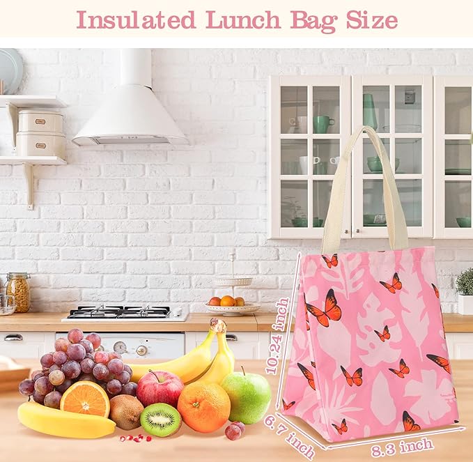 Berlune 20 Pcs Insulated Lunch Bag Bulk 8.3 x 6.7 x 10.24 Inch Reusable Portable Lunch Tote with Aluminum Foil Thermal Cooler Bag for Kids Women Men Office School Picnic, 10 Styles