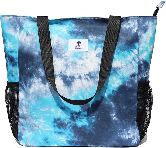 ESVAN Original Floral Water Resistant Large Tote Bag Shoulder Bag for Gym Beach Travel Daily Bags Upgraded